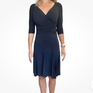 BCBGMAXAZRIA Women's Black Knit Wrap Front Twist Cutout Back Dress Size S